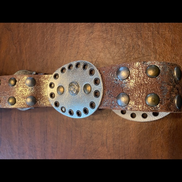 Western Style Brown Leather and Metal Belt main image 5